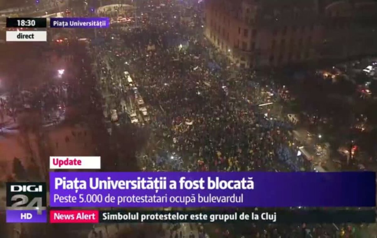 VIDEO+FOTO Proteste de amploare în țară » Estimări la ora 19:30: peste 50.000 de oameni pe străzi în Capitală și în marile orașe