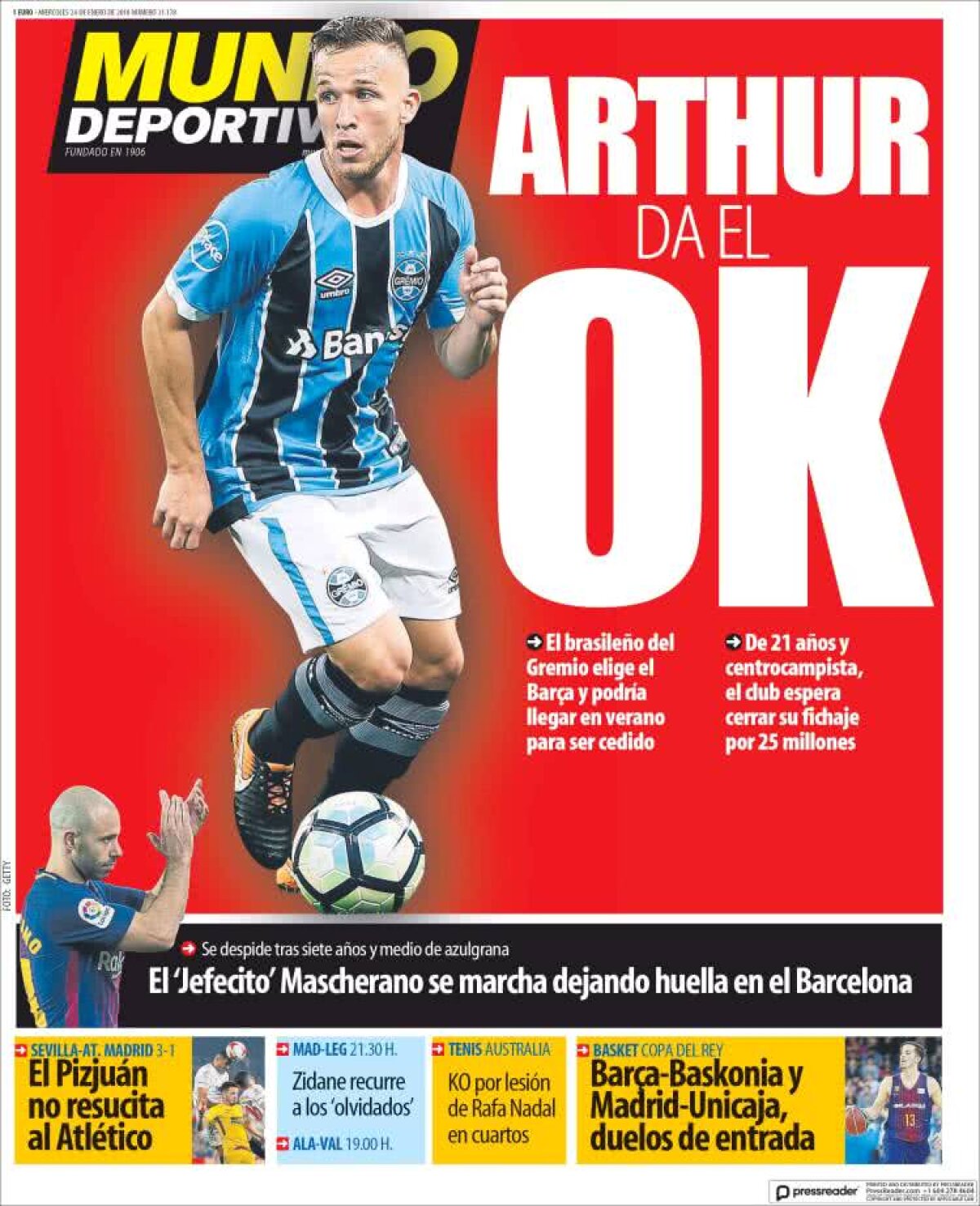 Ce scriu azi ziarele de sport din lume (24 ianuarie 2018)