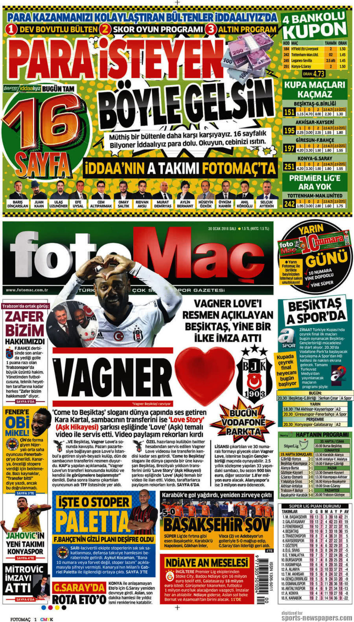 Ce scriu azi ziarele de sport din lume (30 ianuarie 2018)