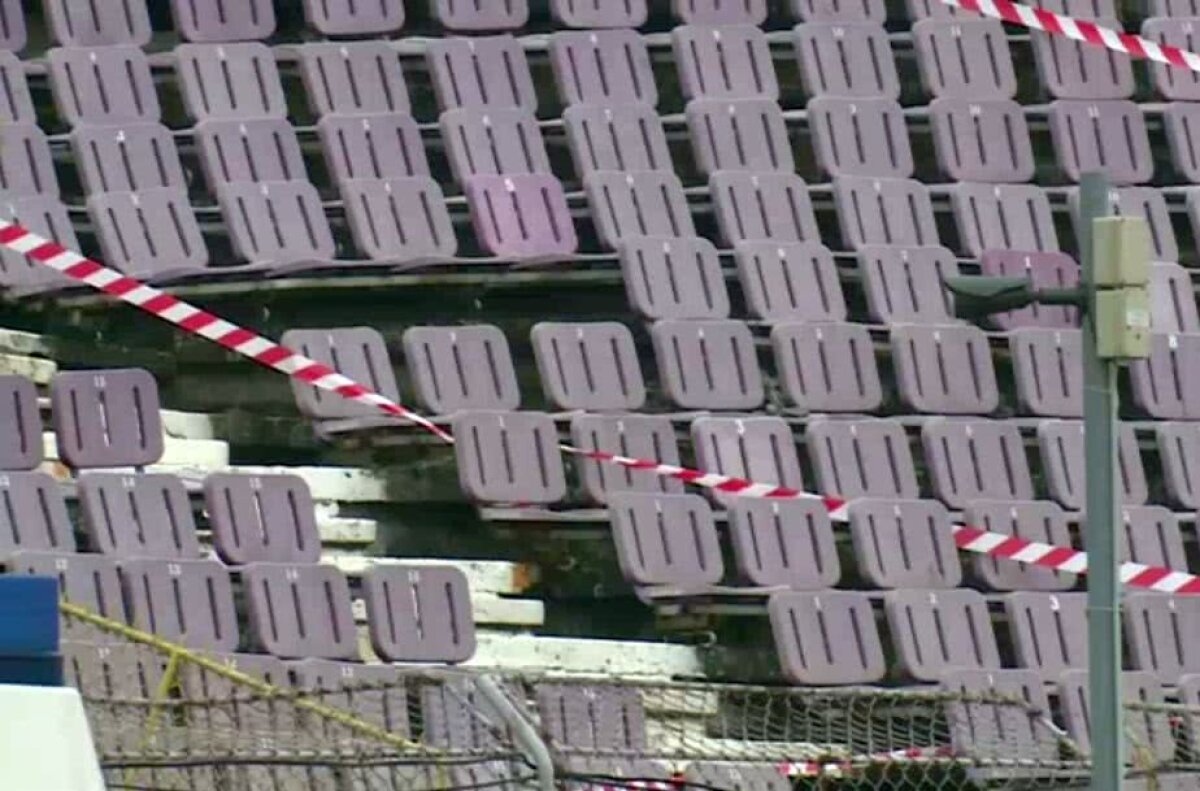 FOTO Atenție, pericol! Un stadion din Liga 1 a ajuns într-o stare deplorabilă  » O zonă a arenei nu mai e accesibilă!