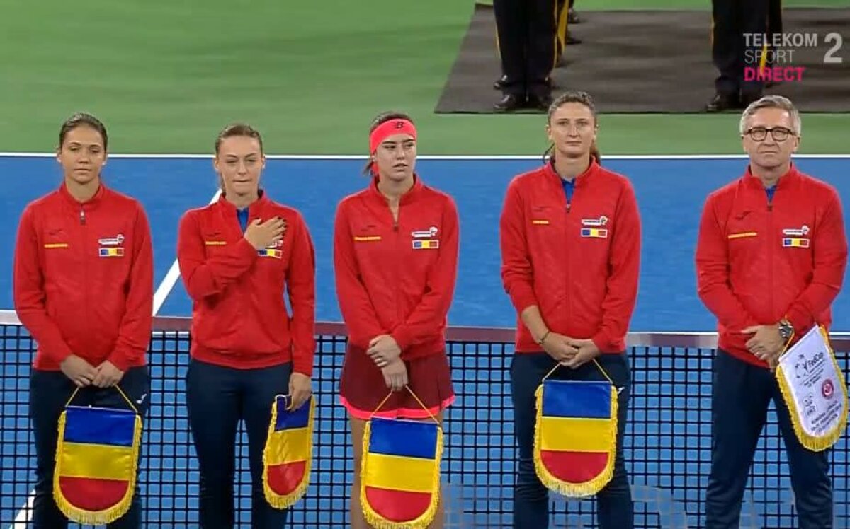 FOTO Momente emoționante înainte de România - Canada! Lacrimi pentru jucătoarele noastre la imn + Ce făcea Halep în acest timp