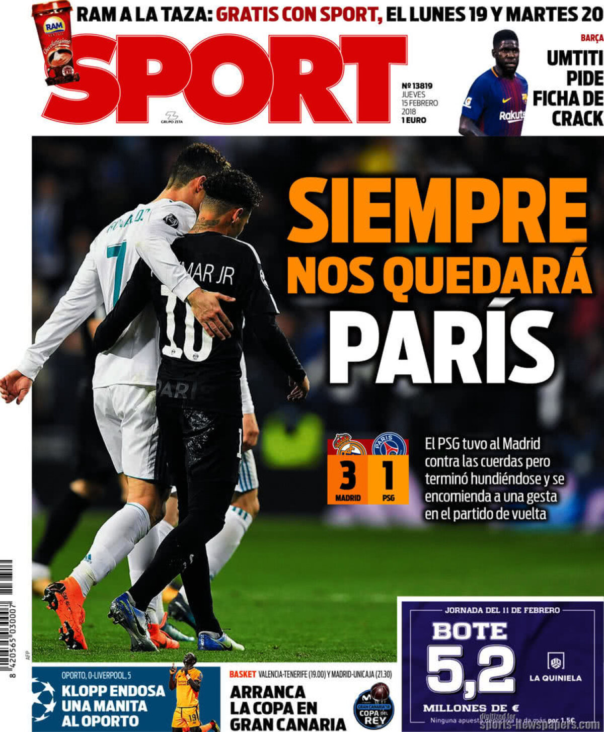 Ce scriu azi ziarele de sport din lume (15 februarie 2018)