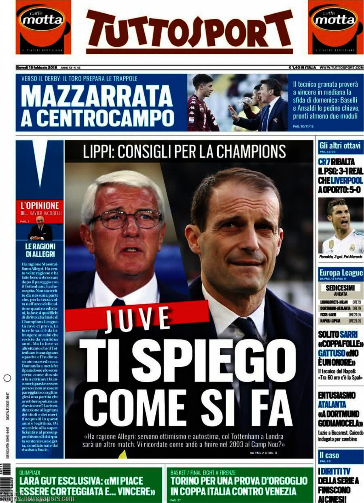 Ce scriu azi ziarele de sport din lume (15 februarie 2018)