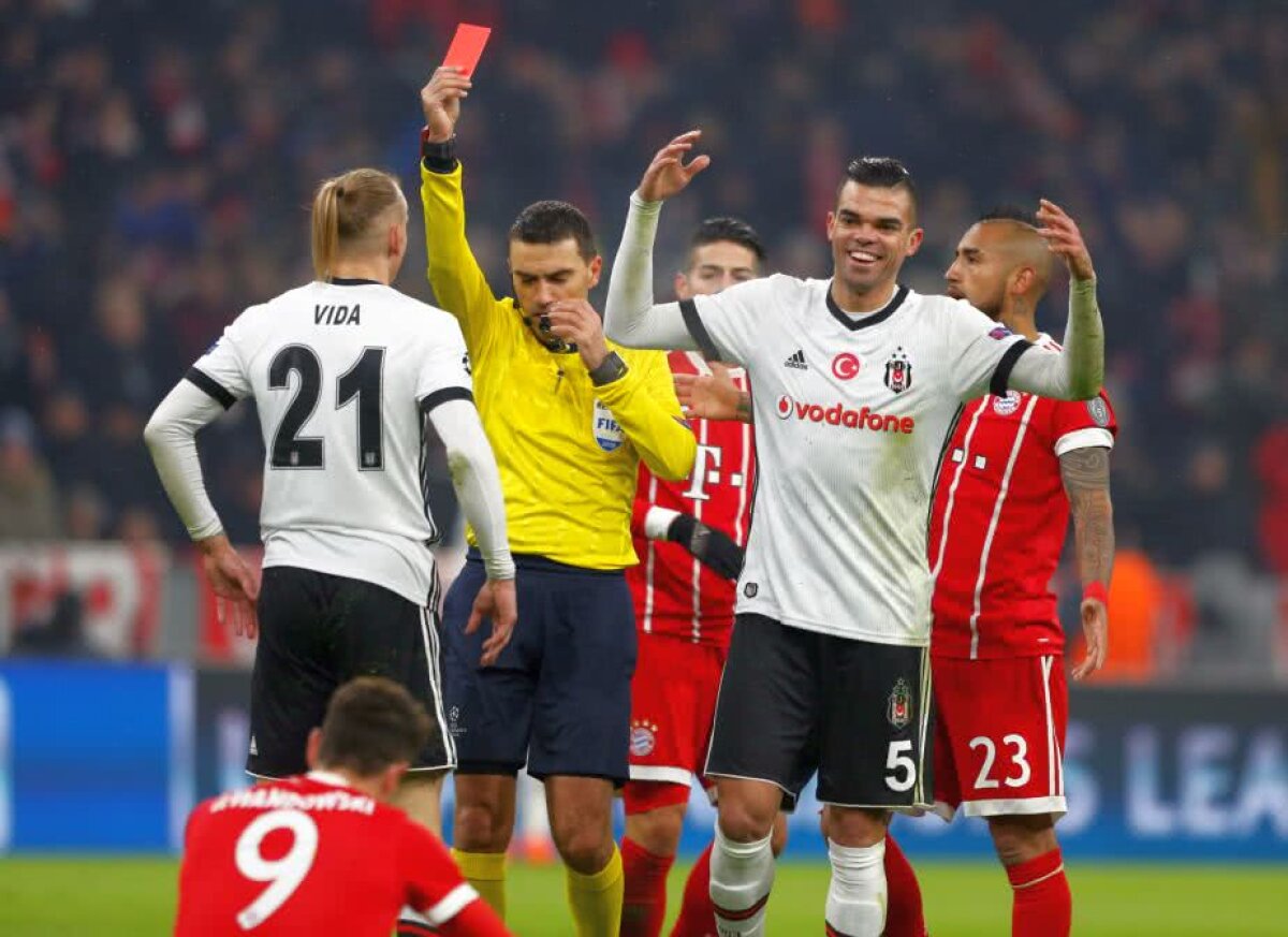 VIDEO+FOTO Cartonaș roșu arătat de Hațegan după doar 16 minute din Bayern - Beșiktaș! Apoi a urmat potopul