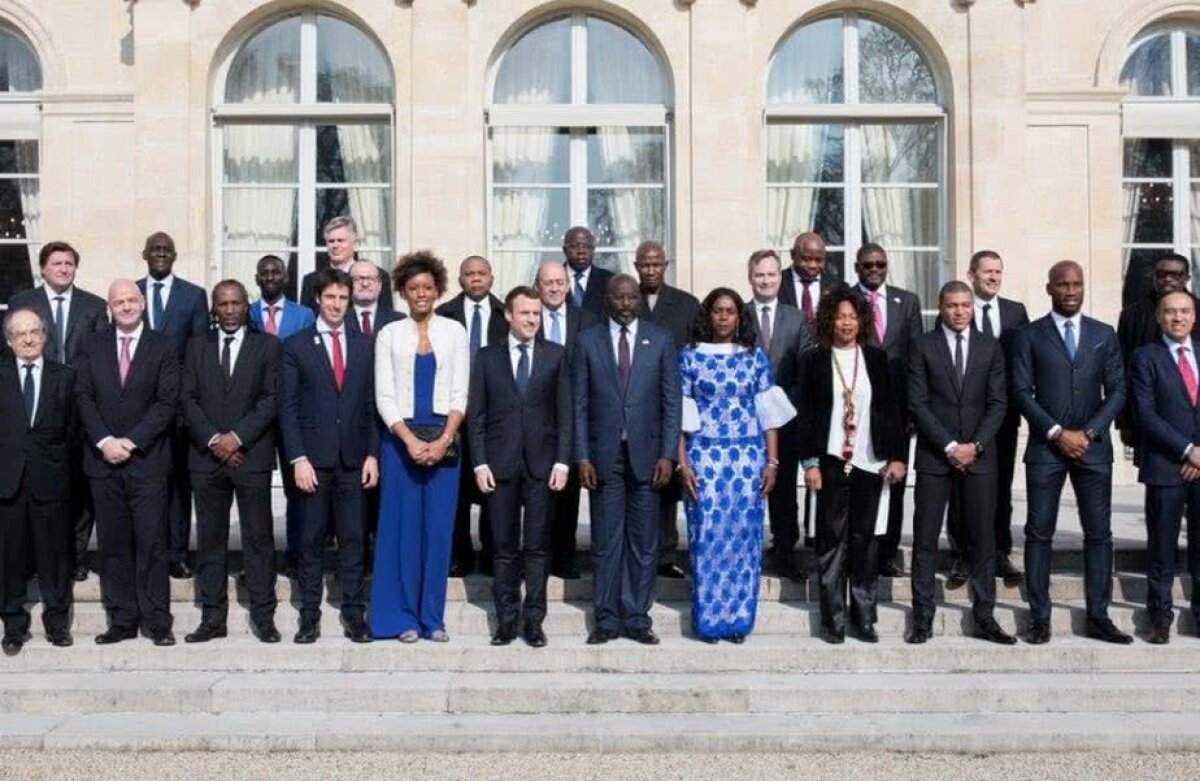 FOTO George Weah, prima vizită ca președinte în Franța » I-a invitat pe Drogba, Mbappe și Infantino