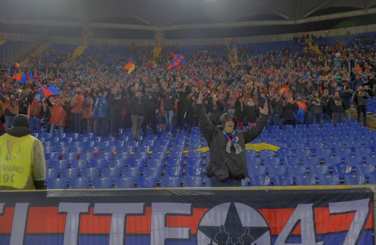 LAZIO - FCSB // FOTO Steliștii au invadat Roma » Imagini superbe cu fanii pe Olimpico! Câți români sunt în tribune și mesajul ironic la adresa dinamoviștilor