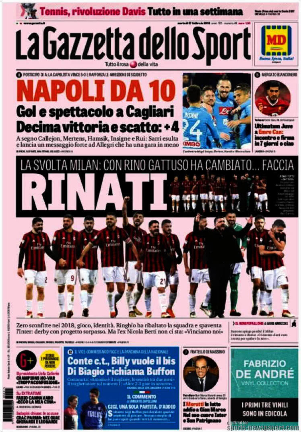 Ce scriu azi ziarele de sport din lume (27 februarie 2018)