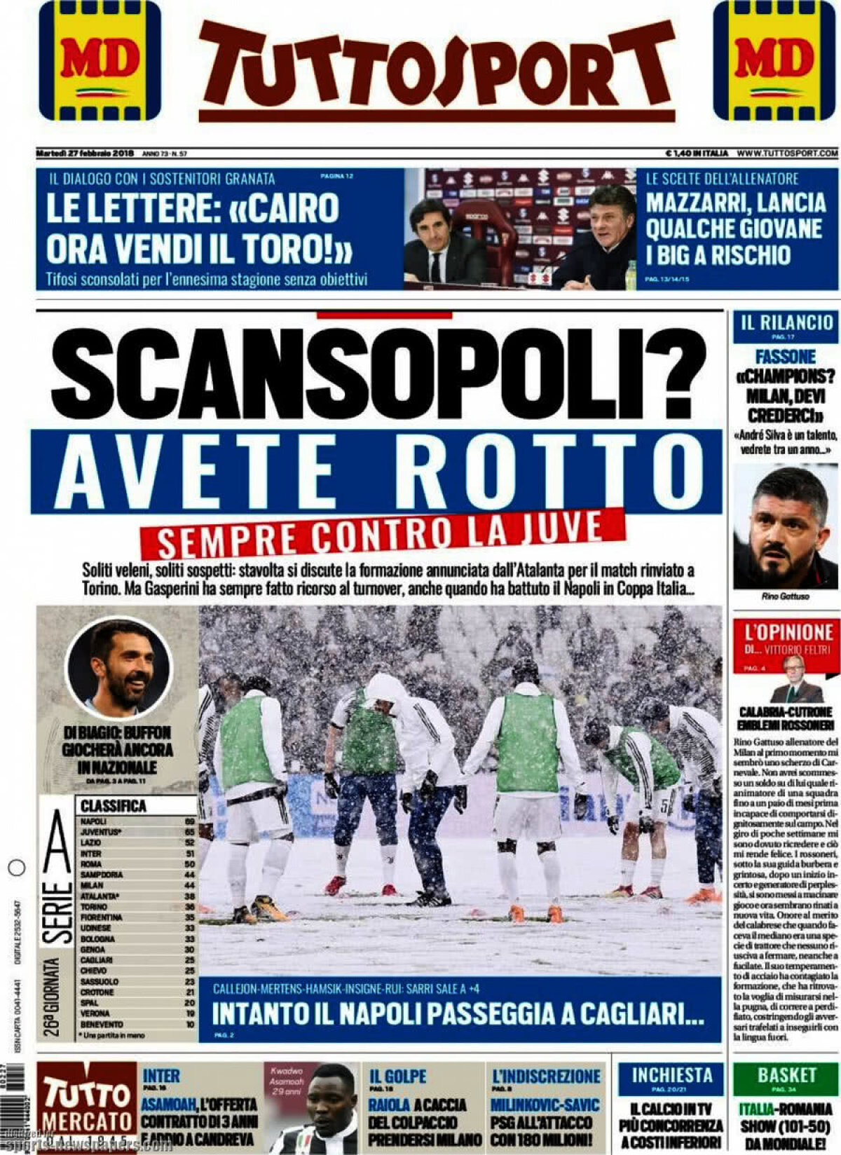 Ce scriu azi ziarele de sport din lume (28 februarie 2018)