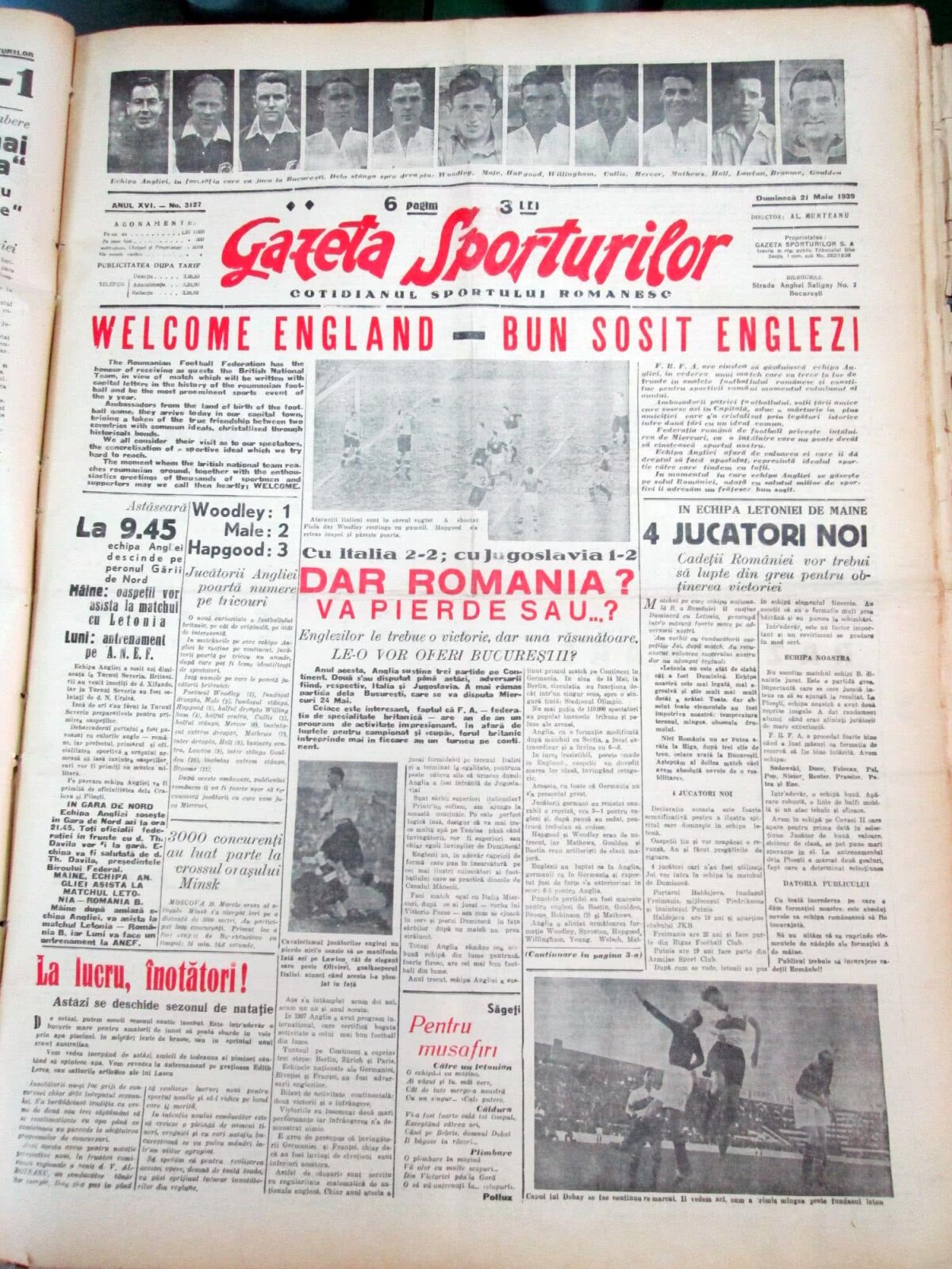SPECIAL GSP // FOTO Ziua când voievozii fotbalului au descălecat la București » Povestea extraordinară a meciului cu Anglia din 1939