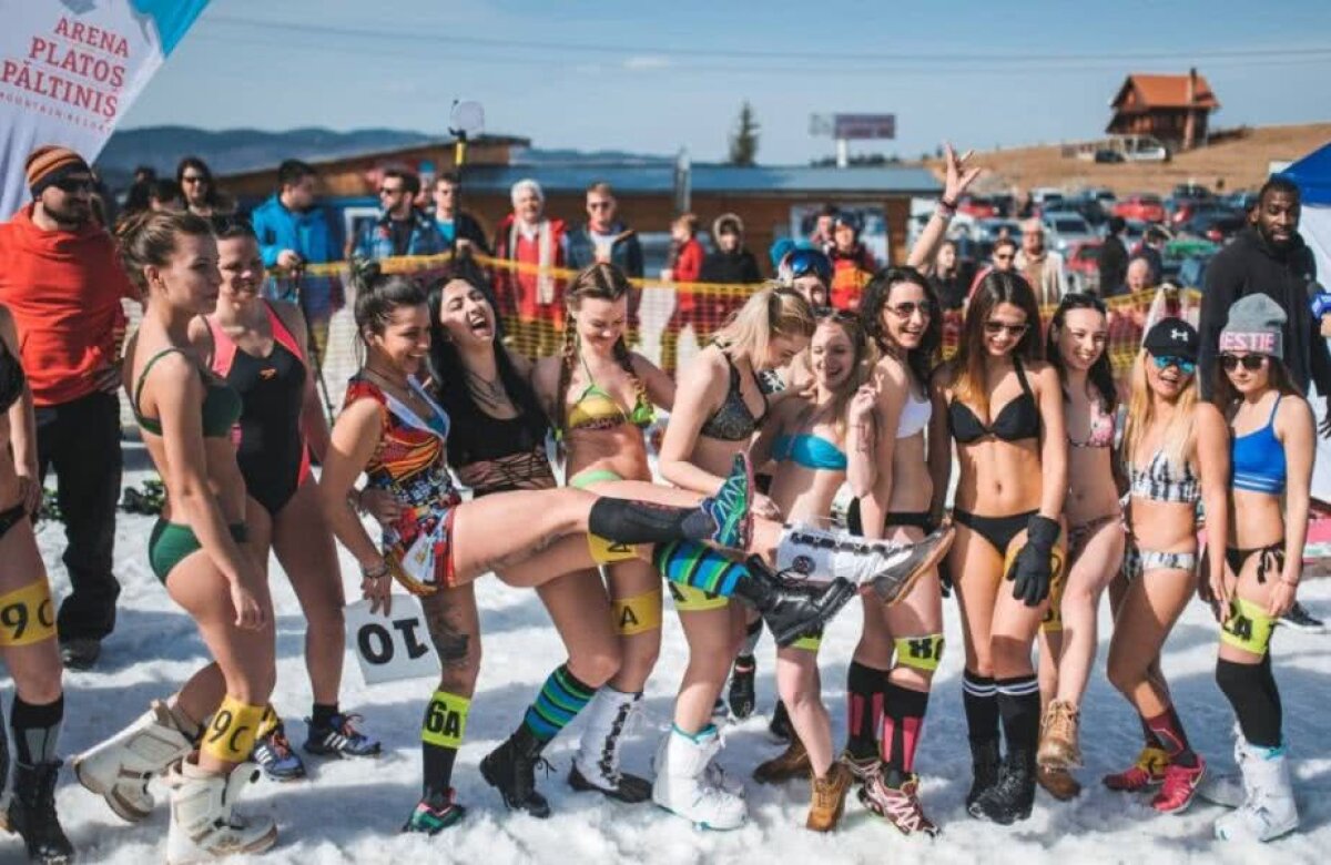 FOTO Primăvara începe cu Bikini Race » Imagini demențiale pe o pârtie din România