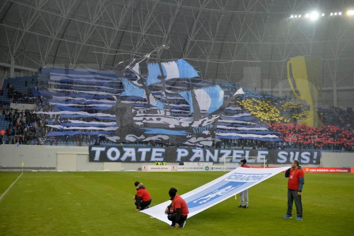 VIDEO+FOTO "Toate pânzele sus" » Coregrafia 3D realizată de fanii olteni + Bătaie între cele două galerii