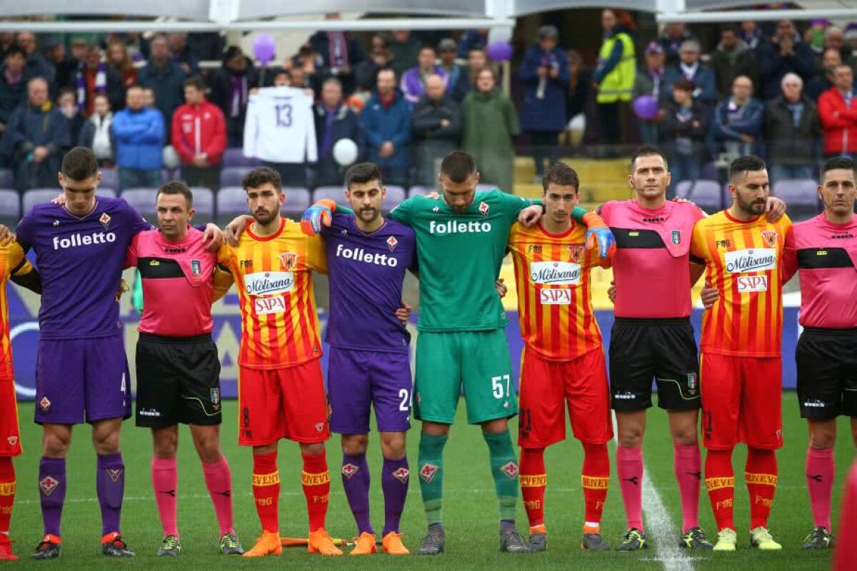 GALERIE FOTO + VIDEO Momente emoționante înaintea meciului Fiorentina - Benevento: Alin Toșca, profund marcat