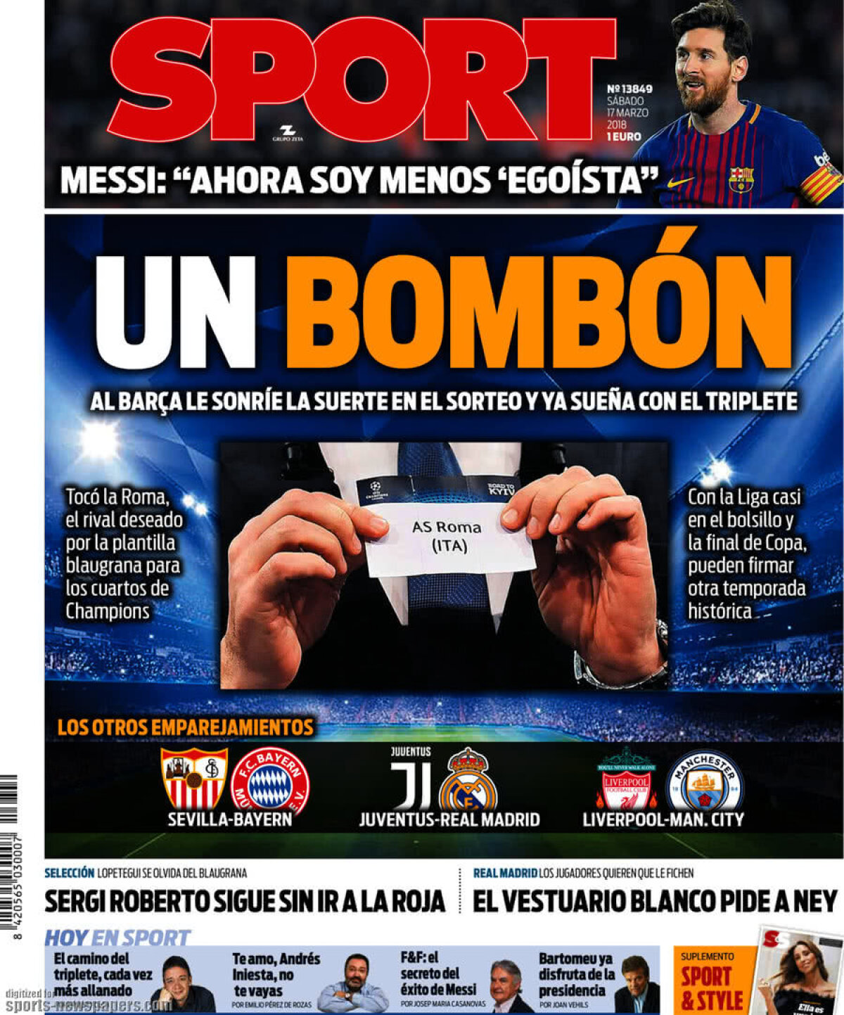 Ce scriu azi ziarele de sport din lume (17 martie 2018)