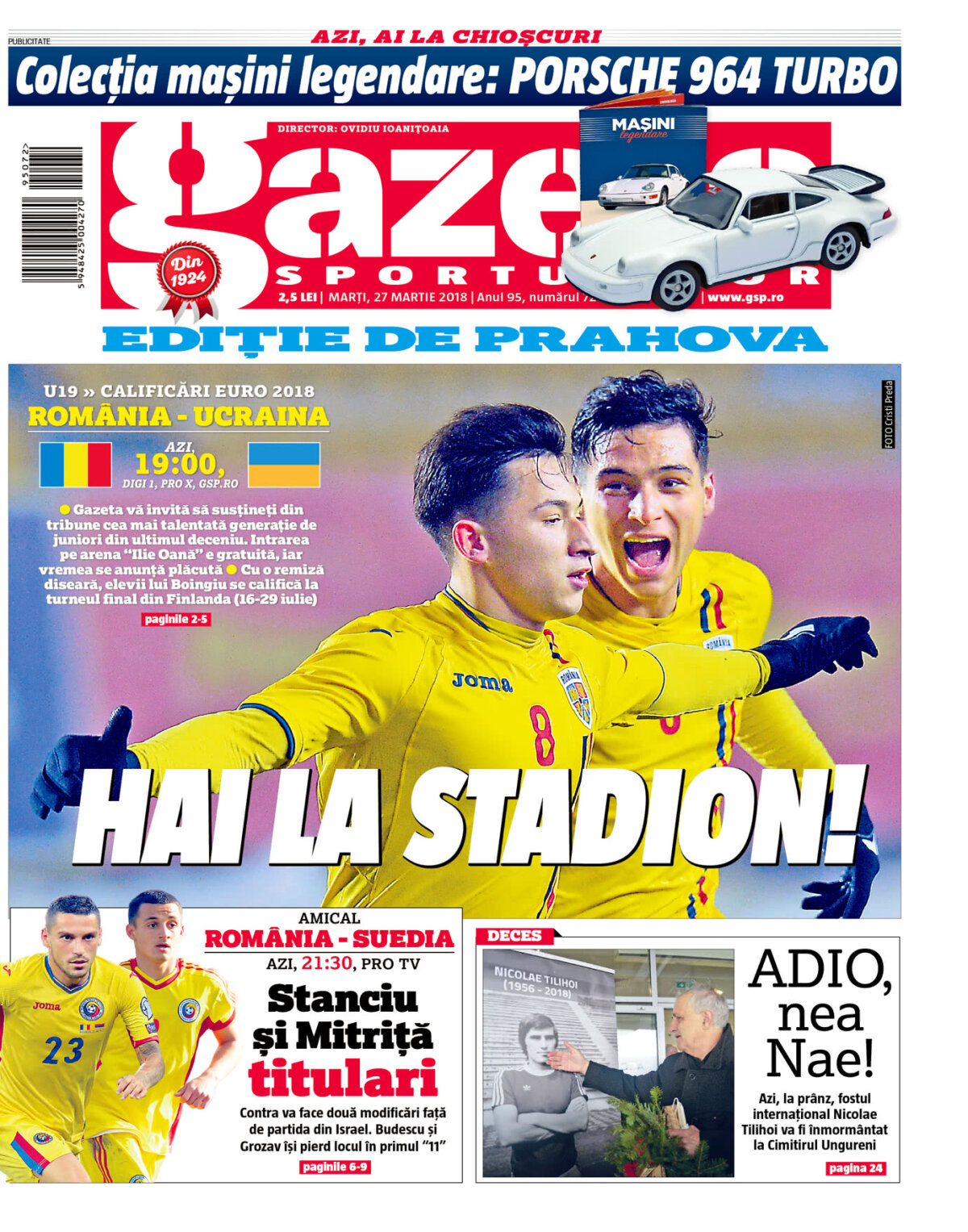 Campanie GSP la Ploiești // O primă pagină de colecție: HAI LA STADION la meciul unei generații! Susține România U19 în confruntarea decisivă cu Ucraina