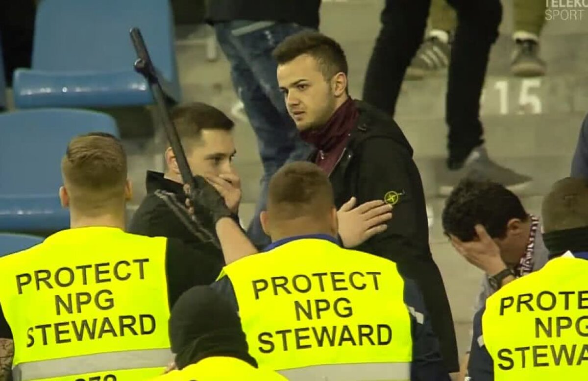 GALERIE FOTO + VIDEO Incidente la startul partidei din Bănie: stewarzii acuzați de exces de zel