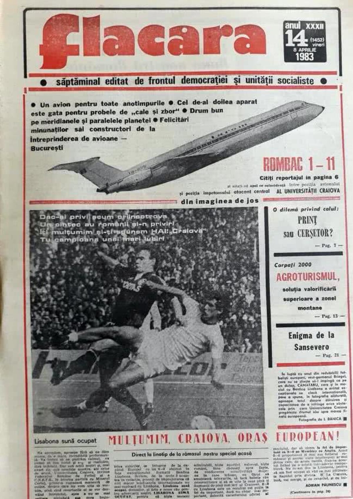 FOTO 35 de ani de la semifinala Benfica - Universitatea Craiova » Ce scriau Ioanițoaia și Păunescu în "magnifica noapte de aprilie"