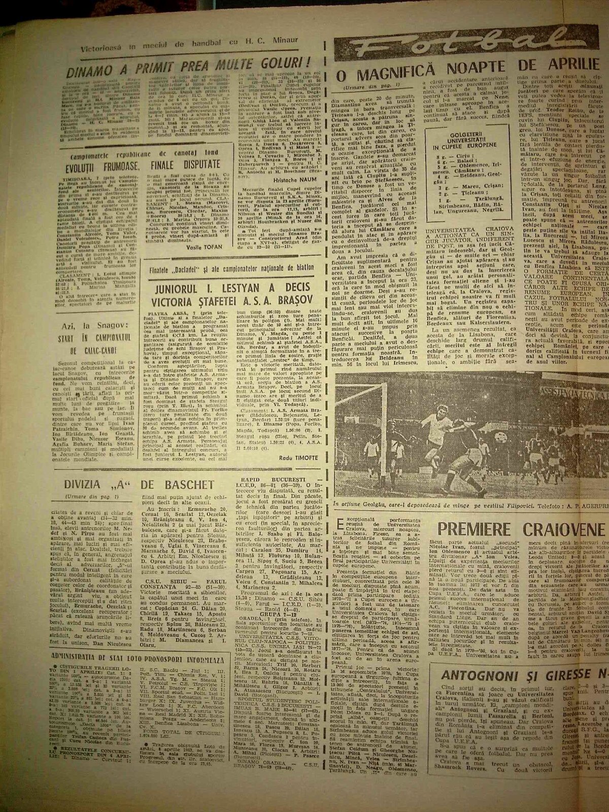 FOTO 35 de ani de la semifinala Benfica - Universitatea Craiova » Ce scriau Ioanițoaia și Păunescu în "magnifica noapte de aprilie"