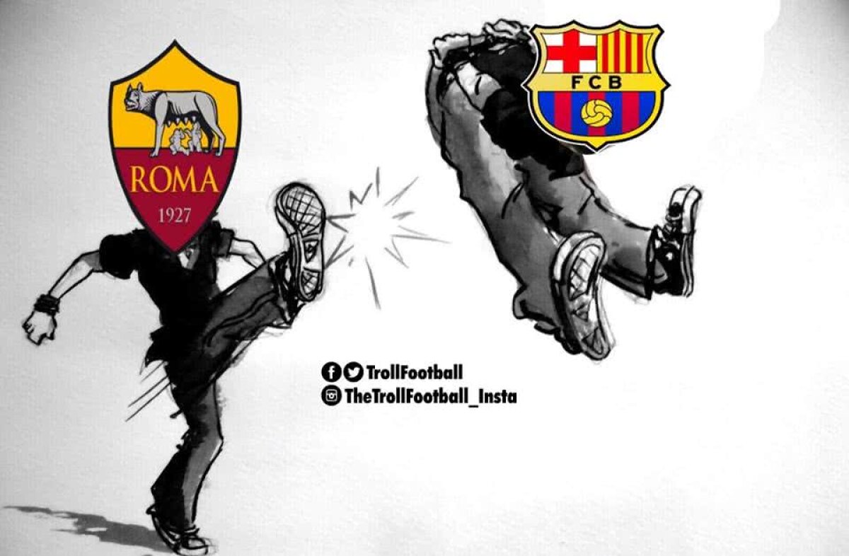 FOTO Barcelona, ținta ironiilor pe internet după DEZASTRUL de la Roma! Avalanșă de glume pe rețelele de socializare 