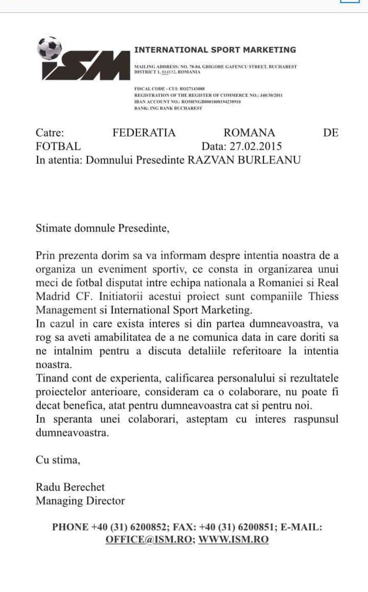 FOTO EXCLUSIV Răspunsul lui Thiess după acuzele lui Vochin: "Vorbesc despre lucruri concrete, nu baliverne" + Dovada că declarațiile consilierului FRF n-au fost adevărate