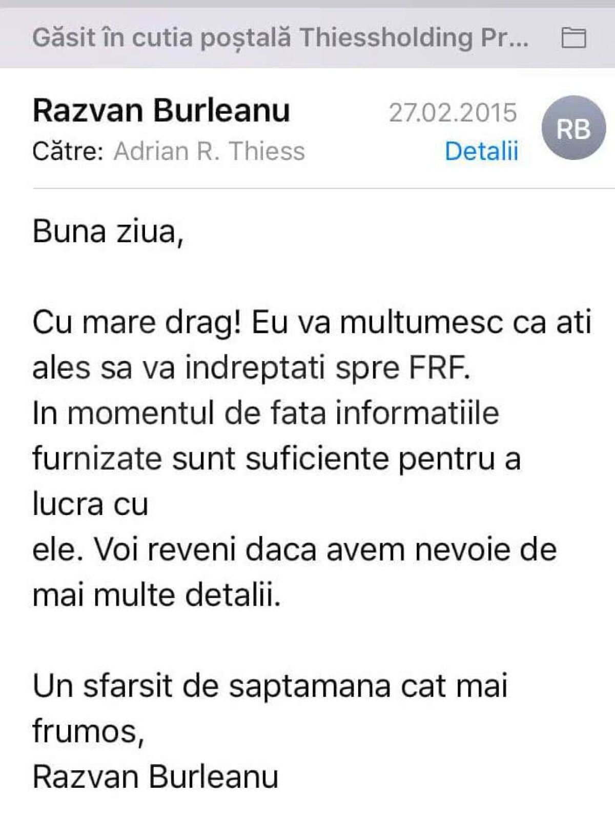 FOTO EXCLUSIV Răspunsul lui Thiess după acuzele lui Vochin: "Vorbesc despre lucruri concrete, nu baliverne" + Dovada că declarațiile consilierului FRF n-au fost adevărate