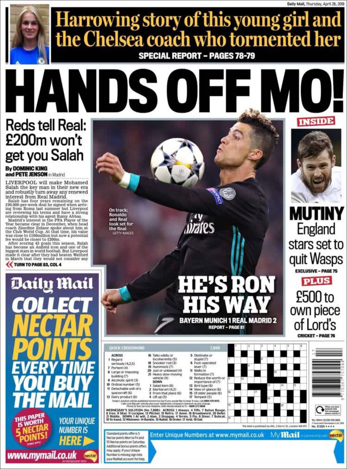 Ce scriu azi ziarele de sport din lume (26 aprilie 2018)