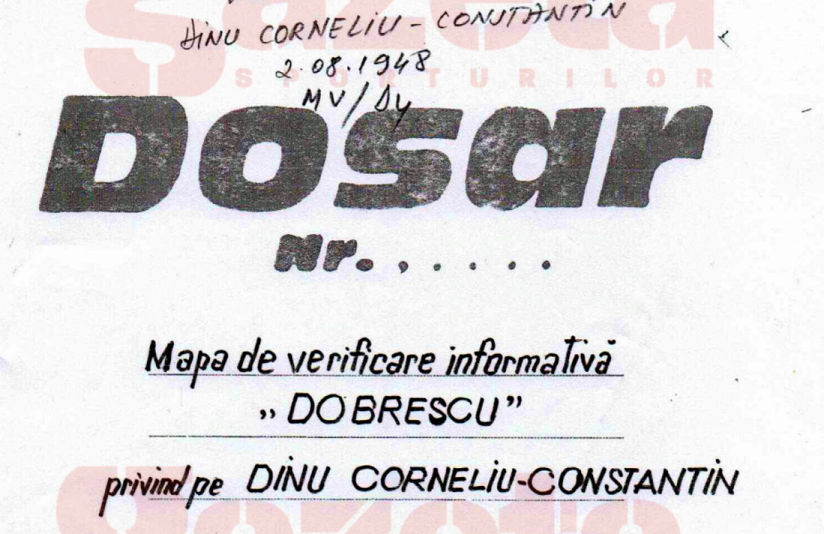EXCLUSIV // GSP publică o parte din dosarul de Securitate al lui Cornel Dinu » Nume de cod "Dobrescu"
