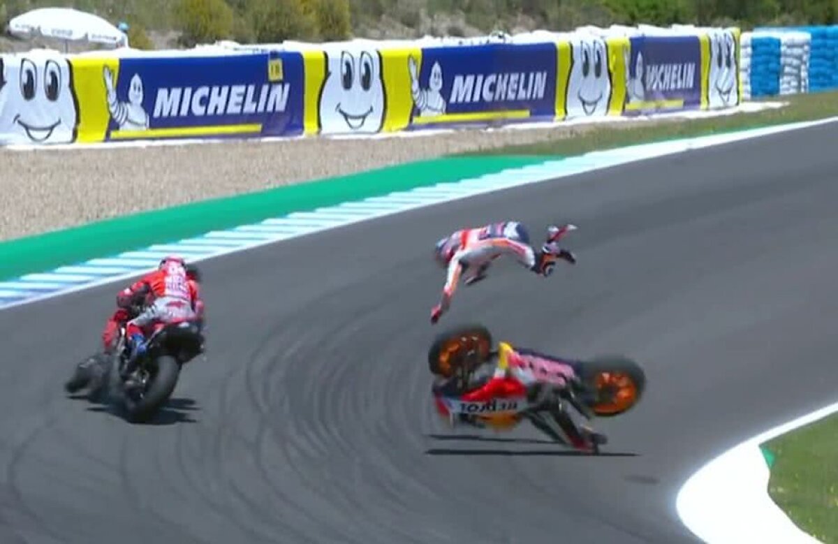 De ce a fost haos în MP al Spaniei? 3 piloți din Moto GP au căzut ca popicele » Reacție dură a lui Lorenzo: "Nimeni nu înțelege nimic!" + ce spun Dovizioso și Pedrosa