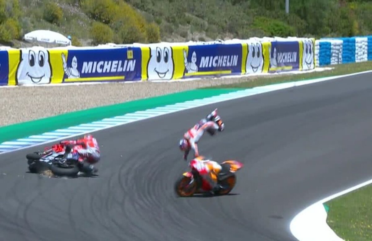 De ce a fost haos în MP al Spaniei? 3 piloți din Moto GP au căzut ca popicele » Reacție dură a lui Lorenzo: "Nimeni nu înțelege nimic!" + ce spun Dovizioso și Pedrosa