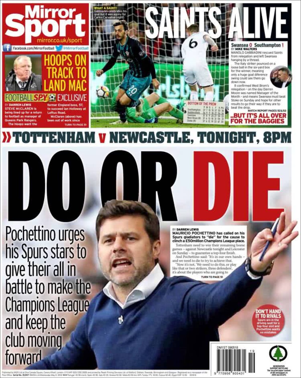 Ce scriu azi ziarele de sport din lume (9 mai 2018)