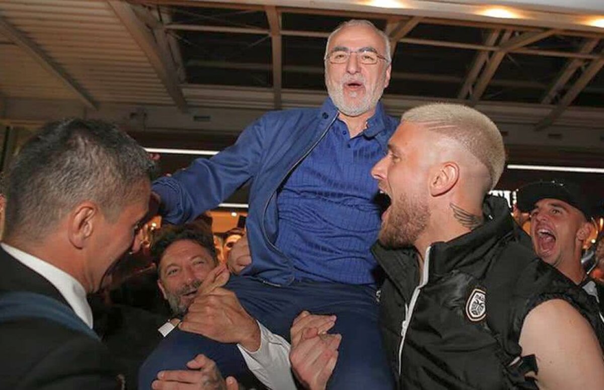 VIDEO + FOTO Bucurie fără margini la Salonic » Jucătorii l-au luat pe brațe pe patronul-pistolar, înconjurați de zeci de mii de fani