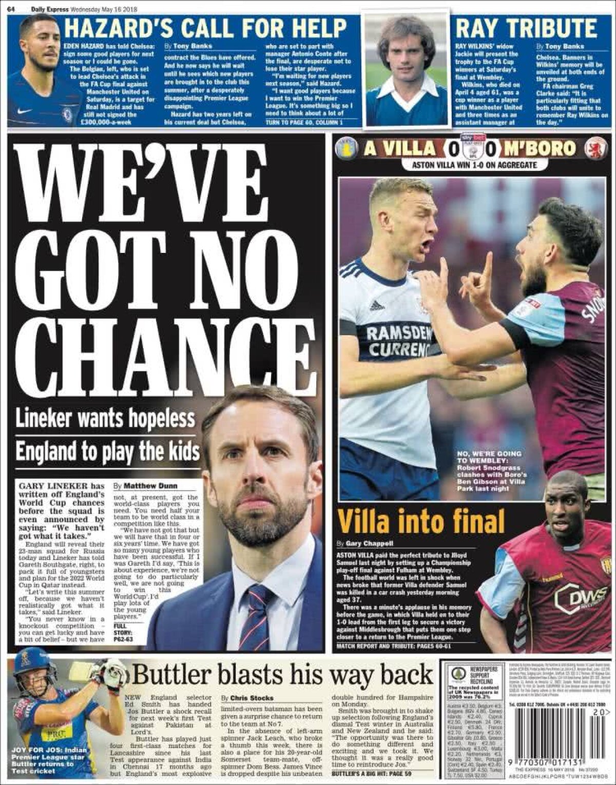 Ce scriu azi ziarele de sport din lume (16 mai 2018)