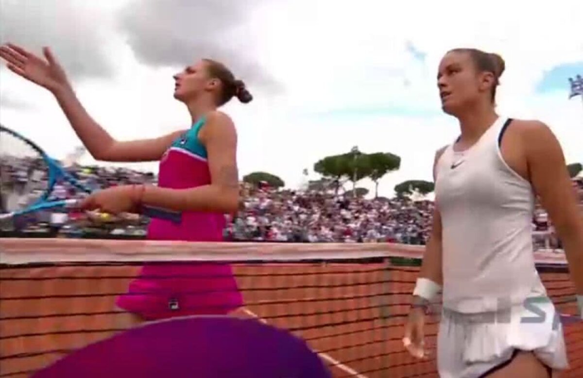 VIDEO + FOTO Imagini incredibile la Roma cu una dintre rivalele Simonei Halep: a rupt scaunul arbitrului cu racheta, după o decizie controversată!