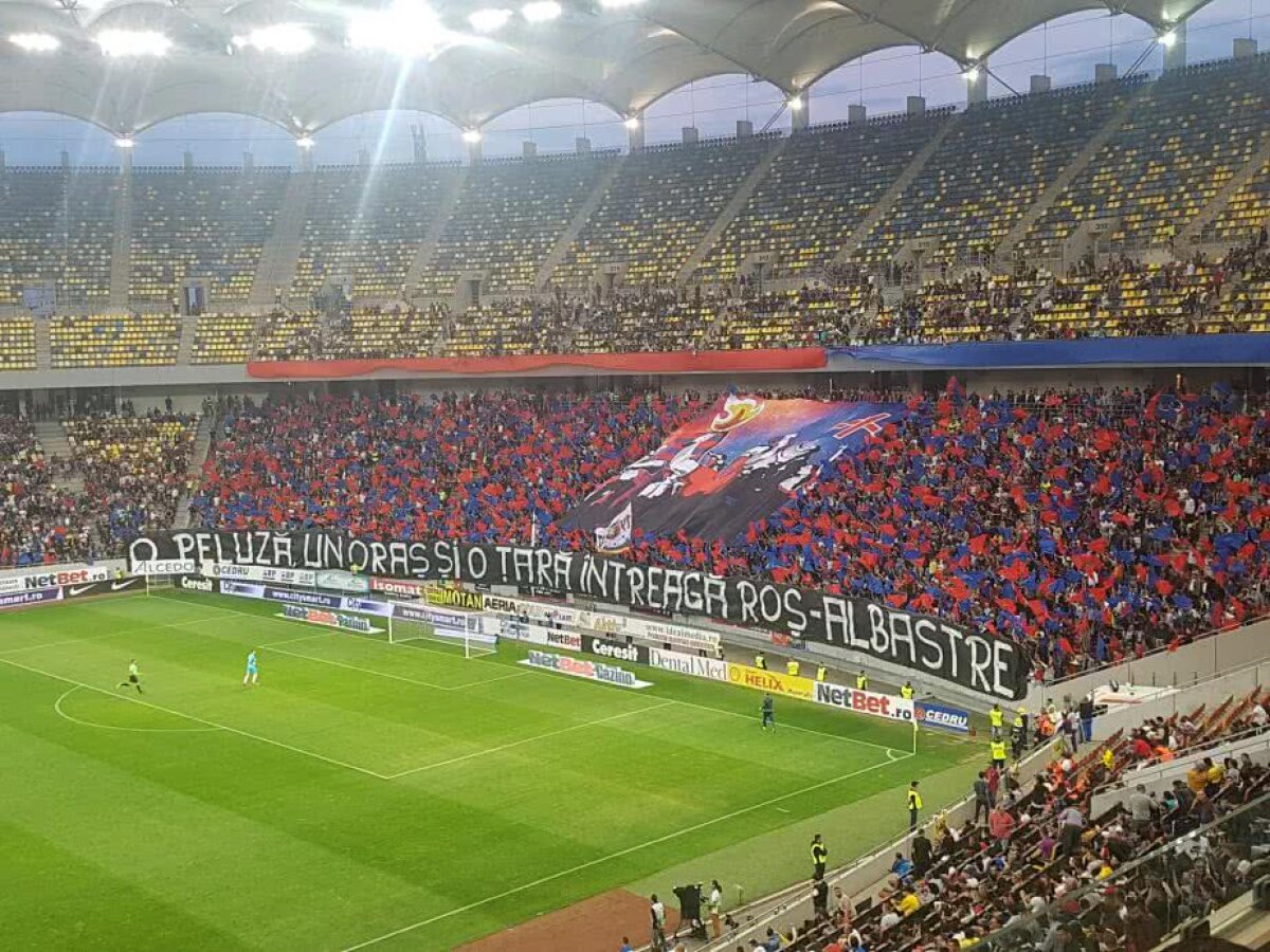 FOTO Lupta CFR - FCSB s-a dat și la scenografii » "O peluză, un oraș și o țară întreagă roș-albastre"