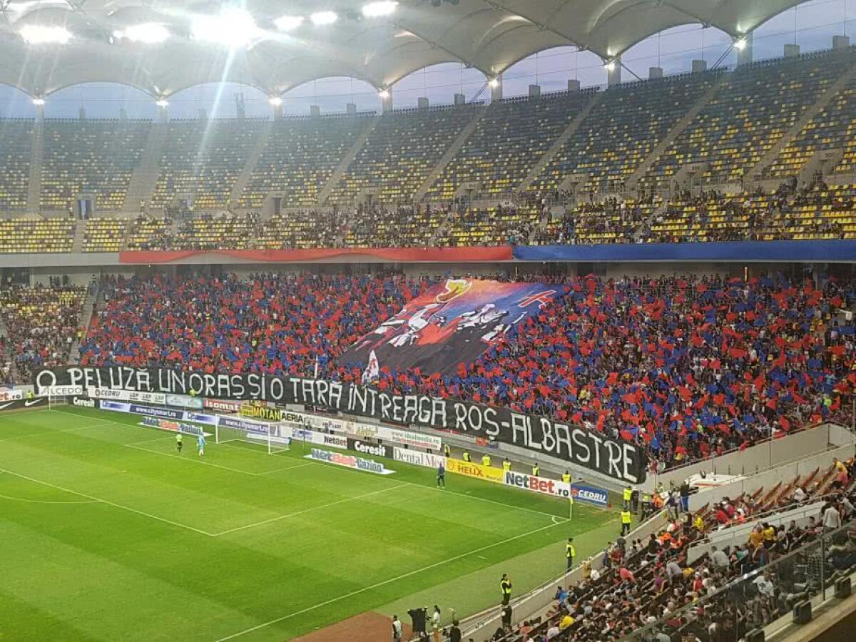 FOTO Lupta CFR - FCSB s-a dat și la scenografii » "O peluză, un oraș și o țară întreagă roș-albastre"