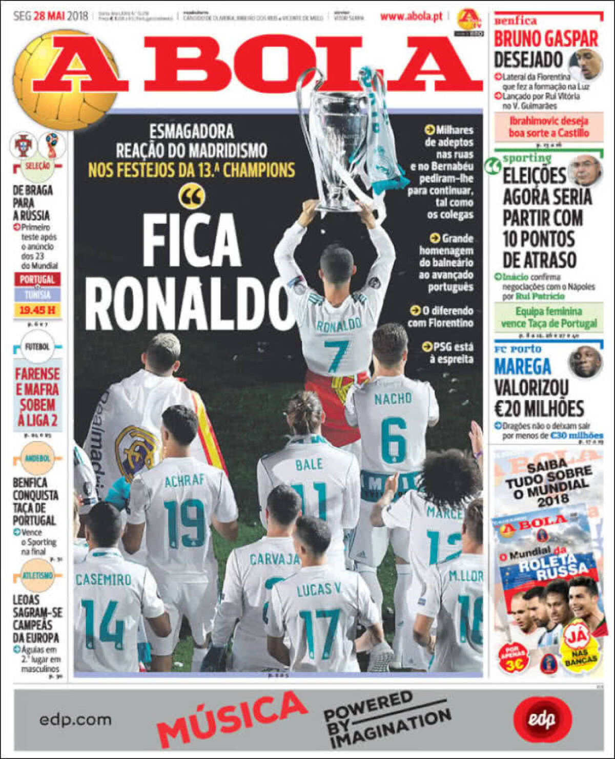 Ce scriu azi ziarele de sport din lume (28 mai 2018)