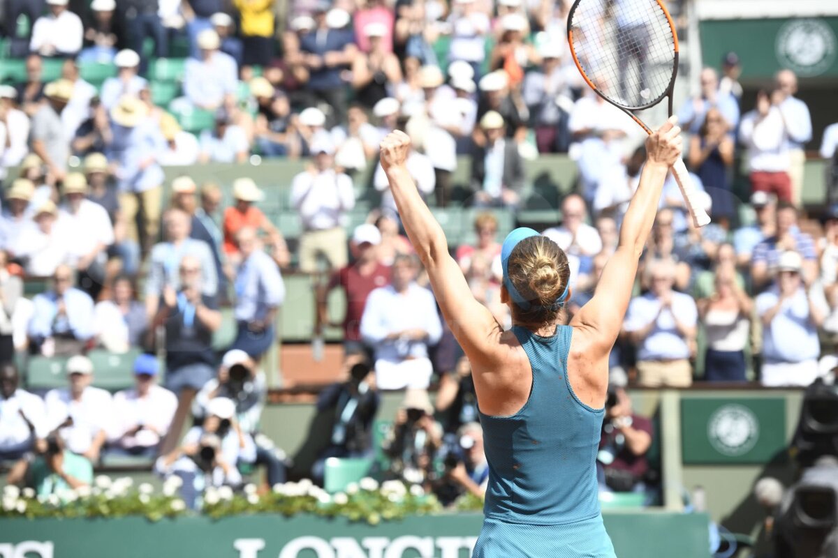 SIMONA HALEP ÎN FINALA ROLAND GARROS. Bucuria Simonei Halep în 20 DE IMAGINI! Tot ce a făcut după mingea trimisă afară de Muguruza