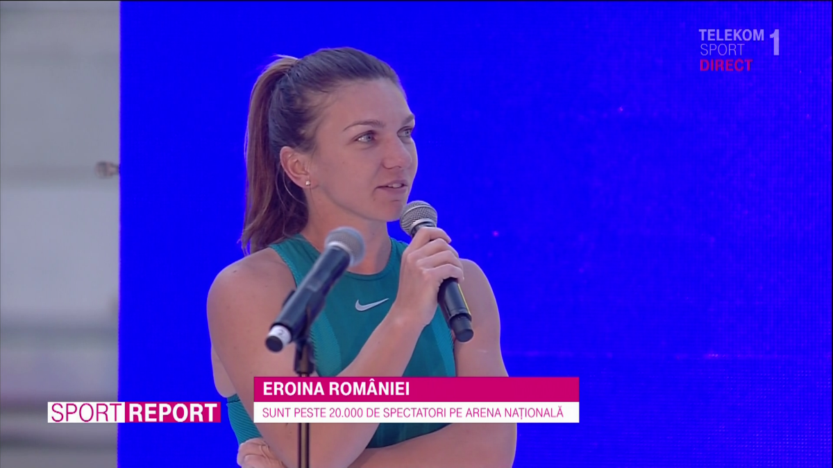 SIMONA HALEP PE ARENA NAȚIONALĂ // Halep a prezentat trofeul pe Arena Națională, în fața a 15.000 de fani: "Sunt mai emoționată ca la Roland Garros" » Firea, huiduită copios în timpul discursului
