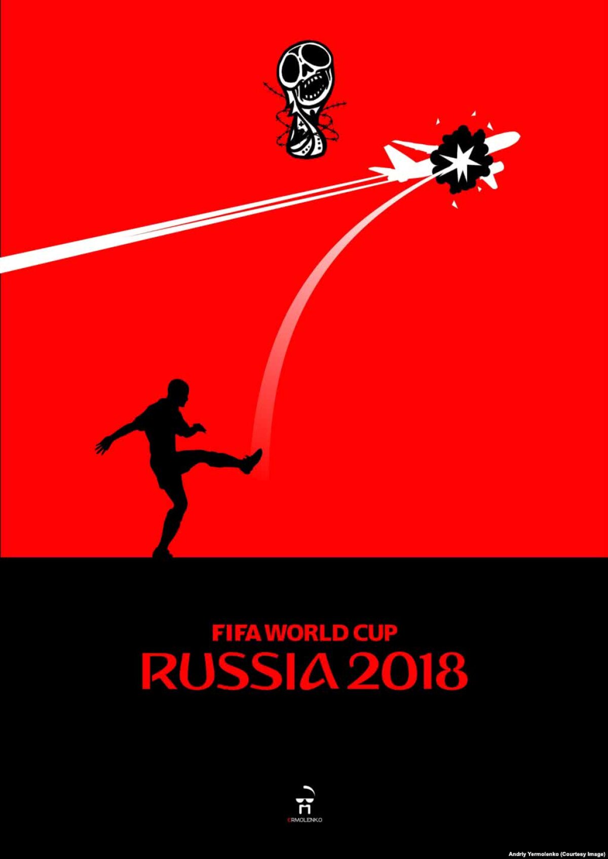 GALERIE FOTO "Fotbal înecat în sânge" » Imaginile dure create de un artist despre crimele regimului lui Vladimir Putin: "Nu vă uitați la Mondial, acoperă un regim terorist" 