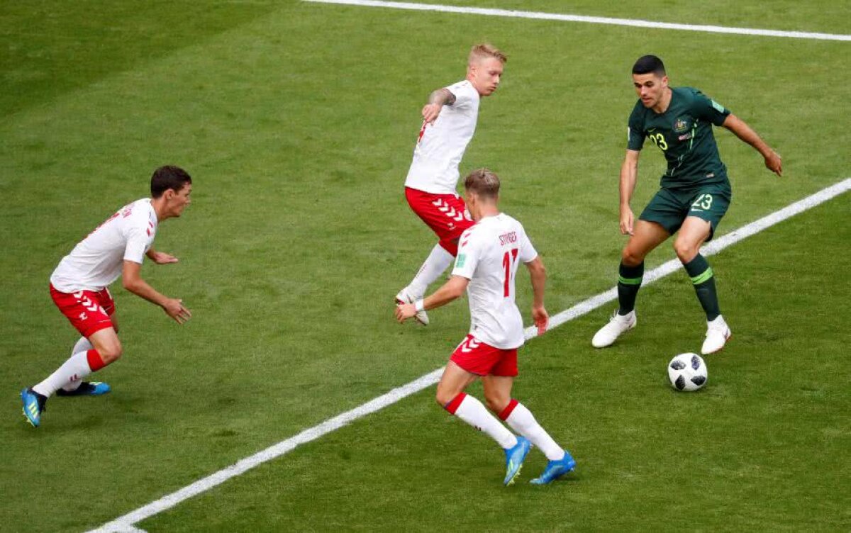 FOTO + VIDEO Danemarca și Australia au remizat, 1-1, în primul meci al zilei de la Mondial » Nordicii au început furibund, dar au fost la un pas să piardă în final! Cum arată situația din grupă