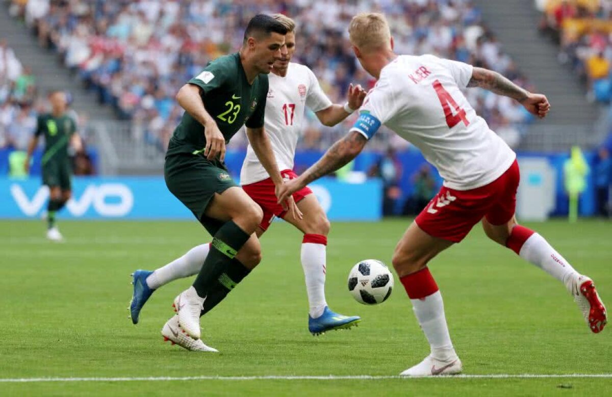 FOTO + VIDEO Danemarca și Australia au remizat, 1-1, în primul meci al zilei de la Mondial » Nordicii au început furibund, dar au fost la un pas să piardă în final! Cum arată situația din grupă