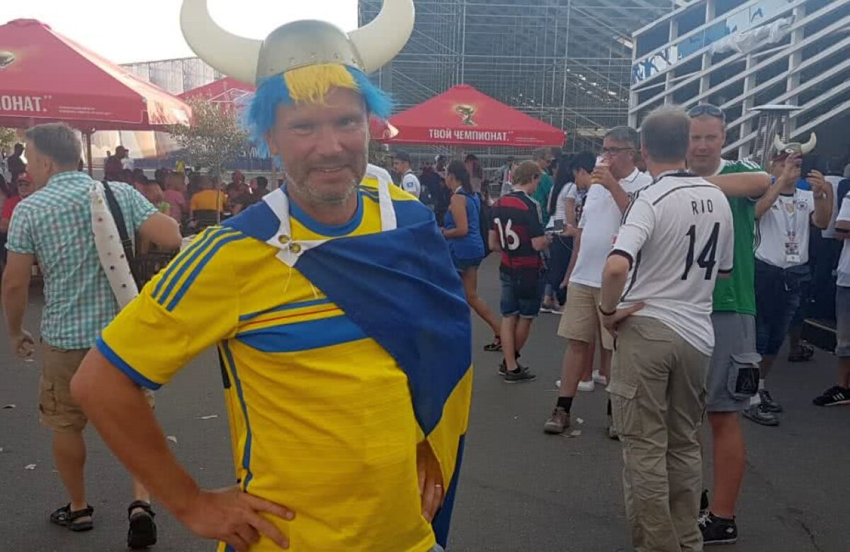 Corespondență GSP din Rusia » VIDEO + FOTO Fanii Germaniei și Suediei au dat recital la Soci înainte de meciul direct: au cântat și au băut împreună » Un suedez, dans spectaculos în fața unei rusoaice