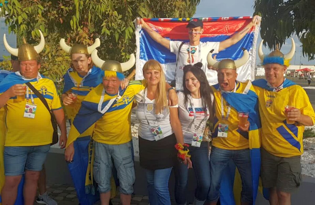 Corespondență GSP din Rusia » VIDEO + FOTO Fanii Germaniei și Suediei au dat recital la Soci înainte de meciul direct: au cântat și au băut împreună » Un suedez, dans spectaculos în fața unei rusoaice