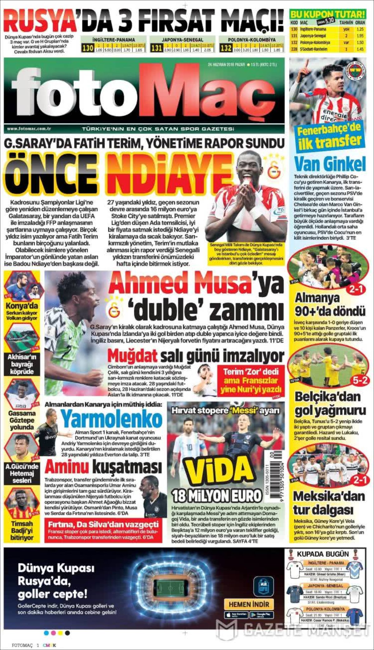 Ce scriu azi ziarele de sport din lume (24 iunie 2018)