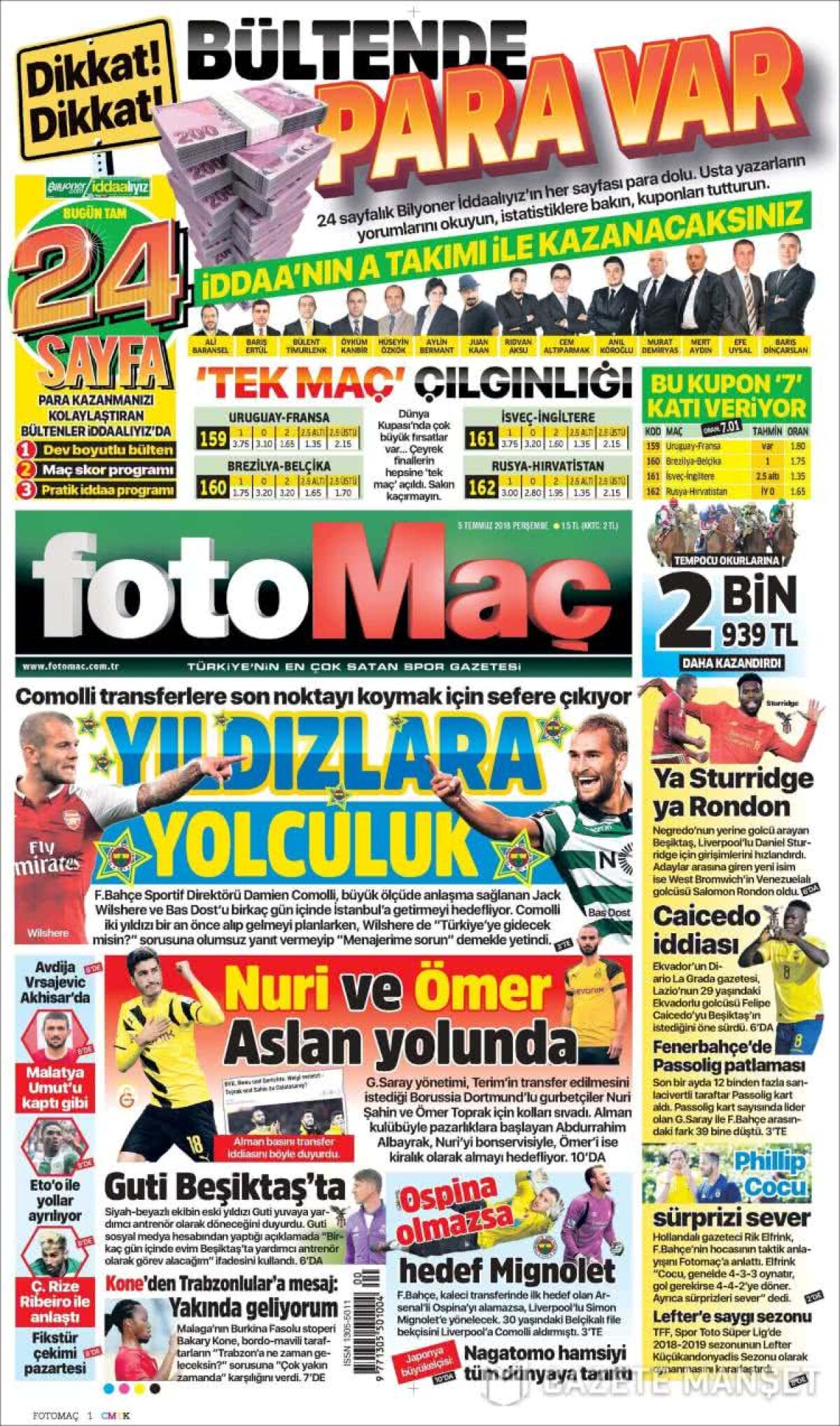 Ce scriu azi ziarele de sport din lume (5 iulie 2018)