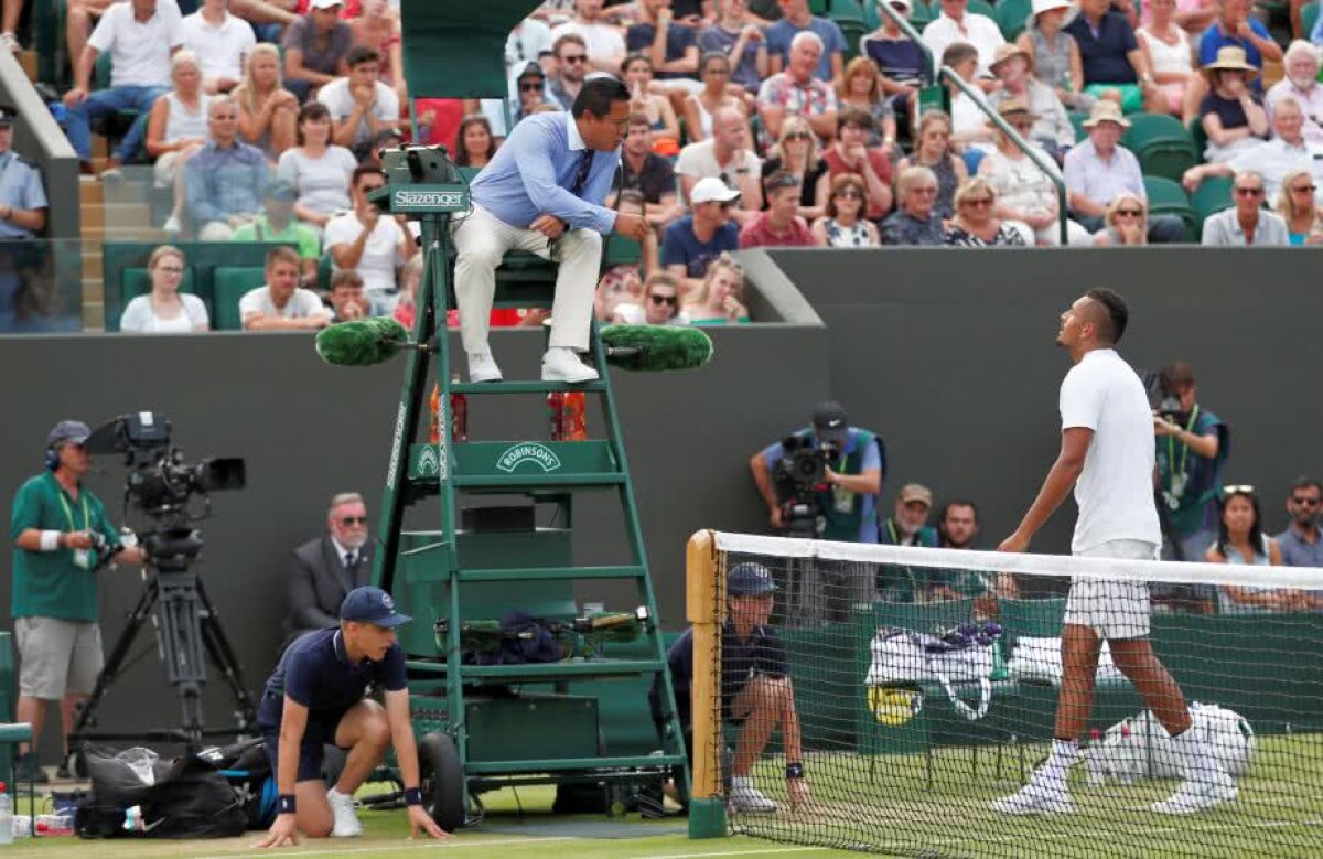 WIMBLEDON 2018 FOTO +  VIDEO Dialog spumos la Wimbledon » Nick Kyrgios, ironizat de arbitrul de scaun: "Nu poate face asta înainte să lovești mingea"