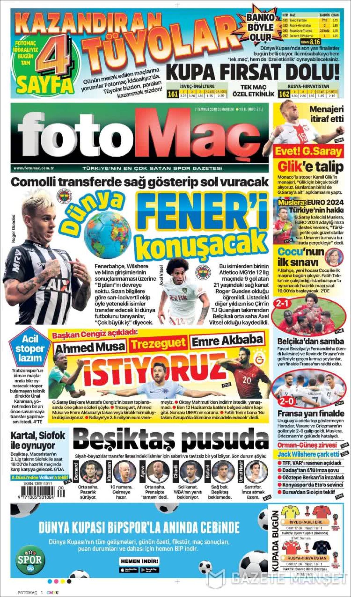 Ce scriu azi ziarele de sport din lume (7 iulie 2018)