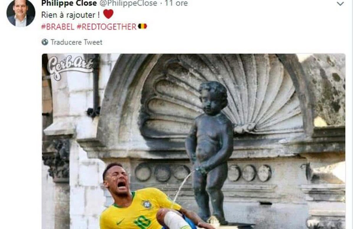 FOTO REVOLTĂTOR! Urinează pe Neymar » Derapaj al primarului din Bruxelles după șocul cu Brazilia + cele mai tari glume la adresa atacantului