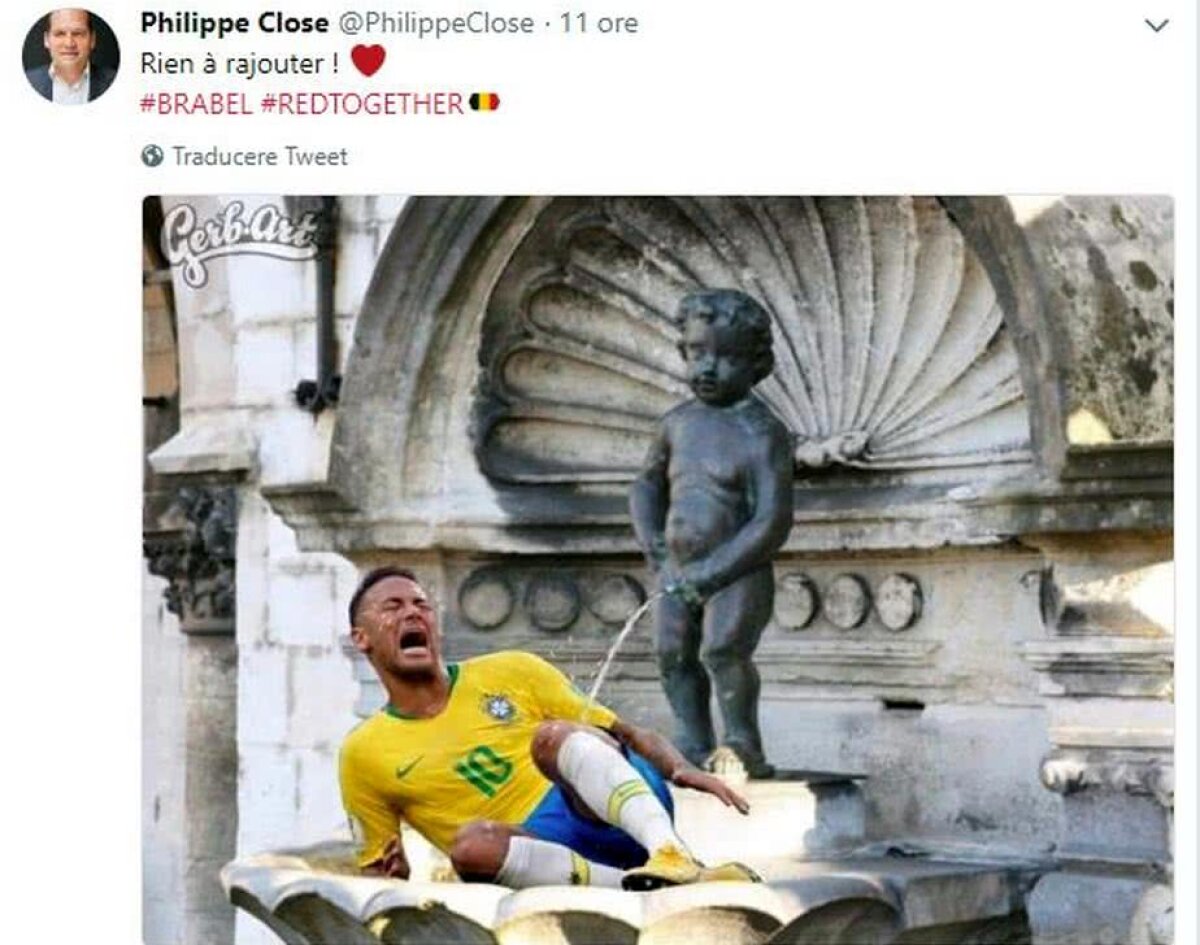 FOTO REVOLTĂTOR! Urinează pe Neymar » Derapaj al primarului din Bruxelles după șocul cu Brazilia + cele mai tari glume la adresa atacantului