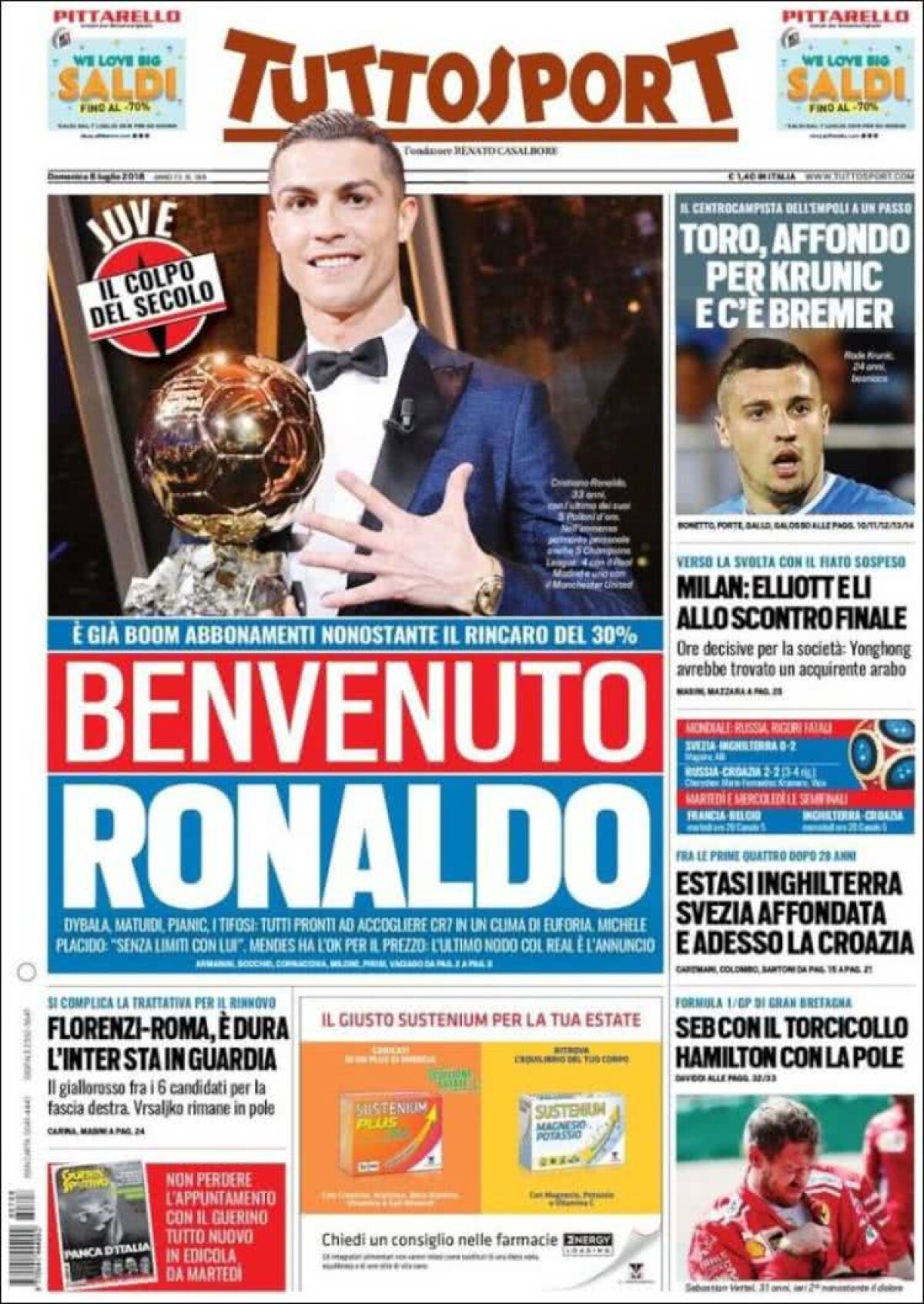 Ce scriu azi ziarele de sport din lume (8 iulie 2018)