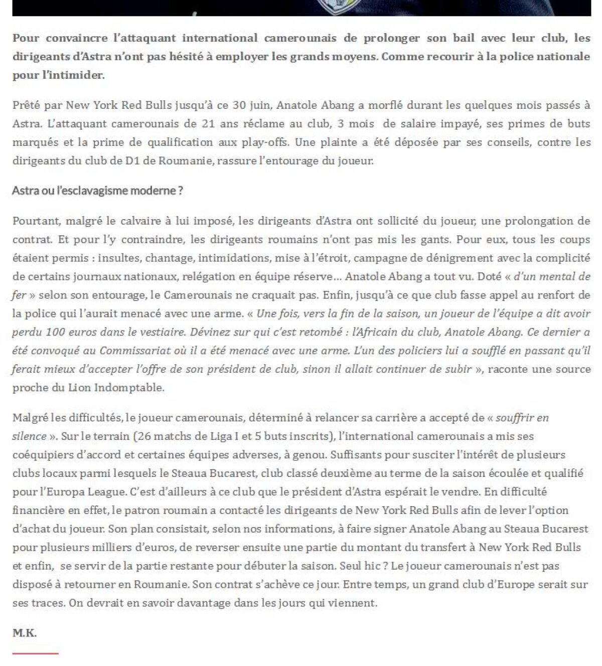 Acuzații incredibile despre un jucător de la Astra: "A fost amenințat cu pistolul! I s-a spus să facă ce zice președintele"
